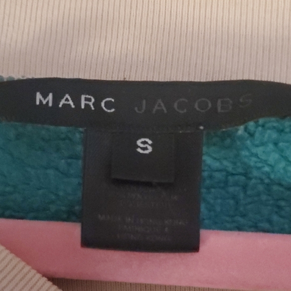 Marc Jacobs Teal and Cream Barely Off-the-Shoulder Sweater - Picture 2 of 7